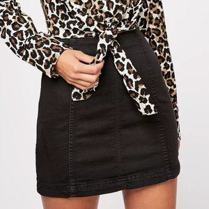 Free People Black Denim Mini Skirt